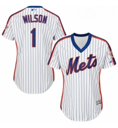 Womens Majestic New York Mets 1 Mookie Wilson Authentic White Alternate Cool Base MLB Jersey