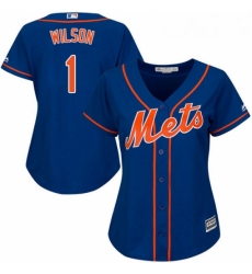 Womens Majestic New York Mets 1 Mookie Wilson Replica Royal Blue Alternate Home Cool Base MLB Jersey