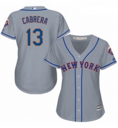 Womens Majestic New York Mets 13 Asdrubal Cabrera Replica Grey Road Cool Base MLB Jersey