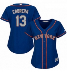 Womens Majestic New York Mets 13 Asdrubal Cabrera Replica Royal Blue Alternate Road Cool Base MLB Jersey