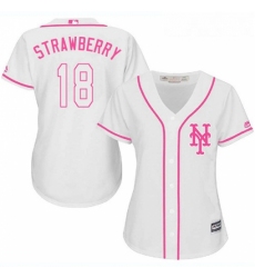 Womens Majestic New York Mets 18 Darryl Strawberry Authentic White Fashion Cool Base MLB Jersey