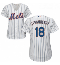 Womens Majestic New York Mets 18 Darryl Strawberry Authentic White Home Cool Base MLB Jersey