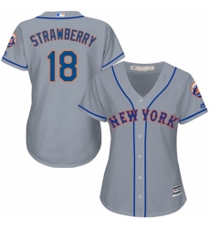 Womens Majestic New York Mets 18 Darryl Strawberry Replica Grey Road Cool Base MLB Jersey