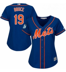Womens Majestic New York Mets 19 Jay Bruce Replica Royal Blue Alternate Home Cool Base MLB Jersey 