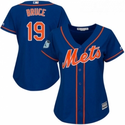 Womens Majestic New York Mets 19 Jay Bruce Replica Royal Blue Alternate Home Cool Base MLB Jersey 