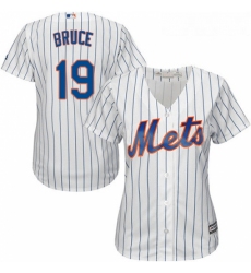 Womens Majestic New York Mets 19 Jay Bruce Replica White Home Cool Base MLB Jersey 