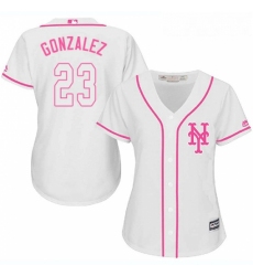 Womens Majestic New York Mets 23 Adrian Gonzalez Replica White Fashion Cool Base MLB Jersey 
