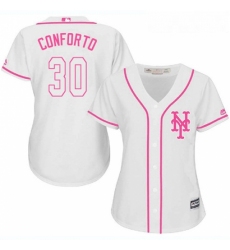 Womens Majestic New York Mets 30 Michael Conforto Authentic White Fashion Cool Base MLB Jersey