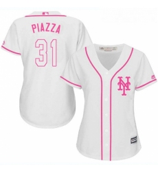 Womens Majestic New York Mets 31 Mike Piazza Replica White Fashion Cool Base MLB Jersey