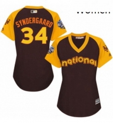 Womens Majestic New York Mets 34 Noah Syndergaard Authentic Brown 2016 All Star National League BP Cool Base MLB Jersey