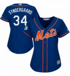 Womens Majestic New York Mets 34 Noah Syndergaard Authentic Royal Blue 2017 Spring Training Cool Base MLB Jersey