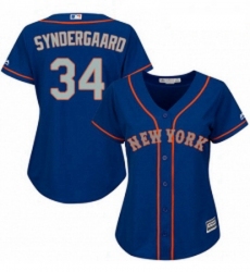 Womens Majestic New York Mets 34 Noah Syndergaard Authentic Royal Blue Alternate Road Cool Base MLB Jersey