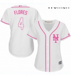 Womens Majestic New York Mets 4 Wilmer Flores Authentic White Fashion Cool Base MLB Jersey