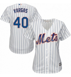 Womens Majestic New York Mets 40 Jason Vargas Authentic White Home Cool Base MLB Jersey 