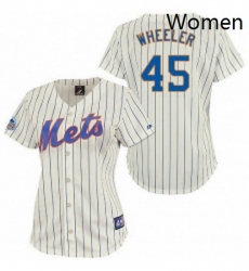 Womens Majestic New York Mets 45 Zack Wheeler Authentic CreamBlue Strip MLB Jersey
