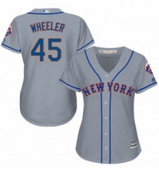Womens Majestic New York Mets 45 Zack Wheeler Replica Grey Road Cool Base MLB Jersey
