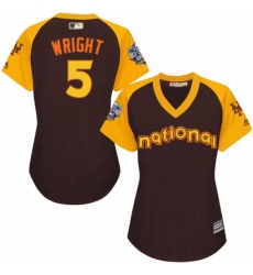 Womens Majestic New York Mets 5 David Wright Authentic Brown 2016 All Star National League BP Cool Base MLB Jersey