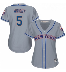 Womens Majestic New York Mets 5 David Wright Authentic Grey Road Cool Base MLB Jersey