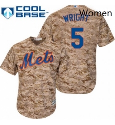 Womens Majestic New York Mets 5 David Wright Replica Camo MLB Jersey