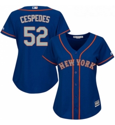 Womens Majestic New York Mets 52 Yoenis Cespedes Replica Royal Blue Alternate Road Cool Base MLB Jersey