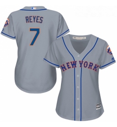 Womens Majestic New York Mets 7 Jose Reyes Replica Grey Road Cool Base MLB Jersey