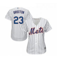 Womens New York Mets 23 Keon Broxton Authentic White Home Cool Base Baseball Jersey 