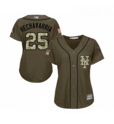 Womens New York Mets 25 Adeiny Hechavarria Authentic Green Salute to Service Baseball Jersey 