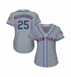 Womens New York Mets 25 Adeiny Hechavarria Authentic Grey Road Cool Base Baseball Jersey 
