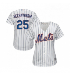 Womens New York Mets 25 Adeiny Hechavarria Authentic White Home Cool Base Baseball Jersey 