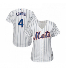 Womens New York Mets 4 Jed Lowrie Authentic White Home Cool Base Baseball Jersey 
