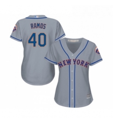 Womens New York Mets 40 Wilson Ramos Authentic Grey Road Cool Base Baseball Jersey 