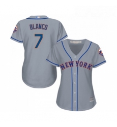 Womens New York Mets 7 Gregor Blanco Authentic Grey Road Cool Base Baseball Jersey 