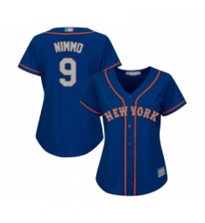 Womens New York Mets 9 Brandon Nimmo Authentic Royal Blue Alternate Road Cool Base Baseball Jersey 