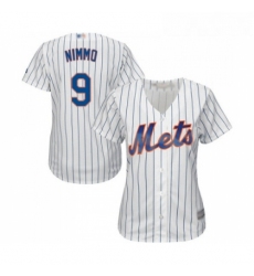 Womens New York Mets 9 Brandon Nimmo Authentic White Home Cool Base Baseball Jersey 