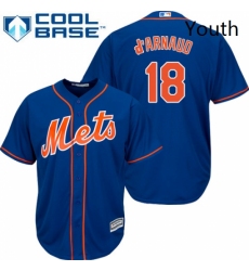 Youth Majestic New York Mets 18 Travis dArnaud Authentic Royal Blue Alternate Home Cool Base MLB Jersey