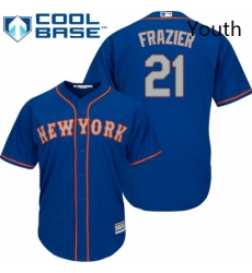 Youth Majestic New York Mets 21 Todd Frazier Replica Royal Blue Alternate Road Cool Base MLB Jersey 