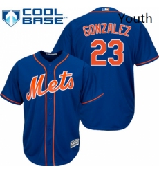 Youth Majestic New York Mets 23 Adrian Gonzalez Authentic Royal Blue Alternate Home Cool Base MLB Jersey 