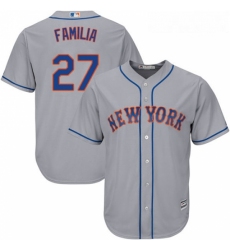 Youth Majestic New York Mets 27 Jeurys Familia Replica Grey Road Cool Base MLB Jersey
