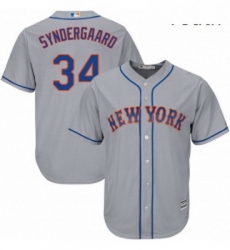 Youth Majestic New York Mets 34 Noah Syndergaard Replica Grey Road Cool Base MLB Jersey