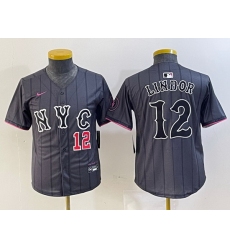 Youth New York Mets 12 Francisco Lindor Graphite 2024 City Connect Limited Stitched Baseball Jersey 5