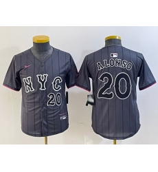 Youth New York Mets 20 Pete Alonso Graphite 2024 City Connect Limited Stitched Baseball Jersey 4