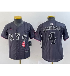 Youth New York Mets 4 Francisco Alvarez Graphite 2024 City Connect Limited Stitched Baseball Jersey 1