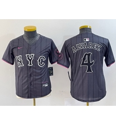 Youth New York Mets 4 Francisco Alvarez Graphite 2024 City Connect Limited Stitched Baseball Jersey 2