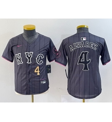 Youth New York Mets 4 Francisco Alvarez Graphite 2024 City Connect Limited Stitched Baseball Jersey 5