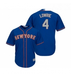 Youth New York Mets 4 Jed Lowrie Authentic Royal Blue Alternate Road Cool Base Baseball Jersey 