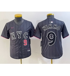 Youth New York Mets 9 Brandon Nimmo Graphite 2024 City Connect Limited Stitched Baseball Jersey 8