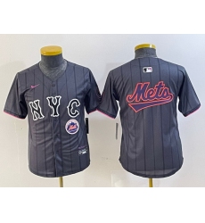 Youth New York Mets Team Big Logo Graphite 2024 City Connect Limited Stitched Baseball Jersey 15