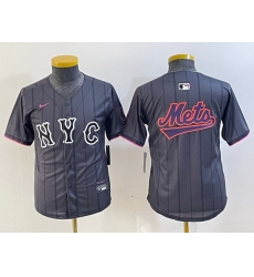 Youth New York Mets Team Big Logo Graphite 2024 City Connect Limited Stitched Baseball Jersey 9