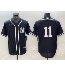 Men New York Yankees 11 Anthony Volpe Black Cool Base Stitched Baseball Jersey 3