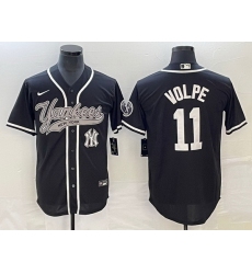 Men New York Yankees 11 Anthony Volpe Black With Patch Cool Base Stitched Baseball Jersey